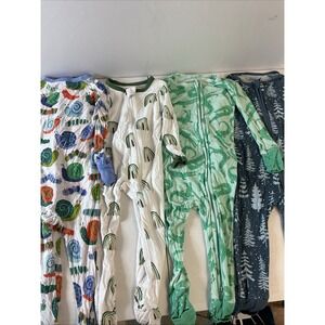 Bundle of 4 Baby Boy 6-12M Bamboo Sleeper Zip Pajamas little sleepies , kyte